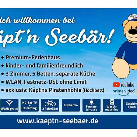 Urlaub Beim Kaeptn! Freistehendes Premium Nordsee-ferienhaus Mit Fahrraedern, Stellplatz Und Garten, 150m Zur Nordsee Casa vacanze